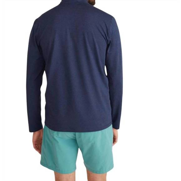 NEW MARINE LAYER striped quarter zip jacket in navy - Picture 3 of 6